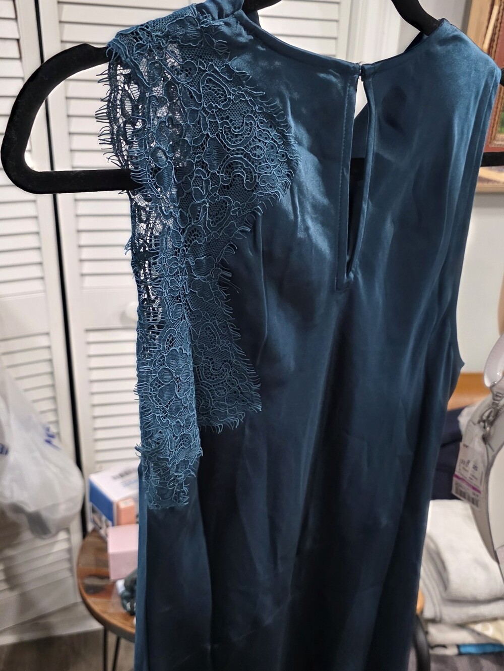 LOFT Teal Lace-Trim Midi Dress - Picture 10 of 10